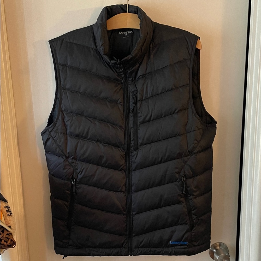 Lands' End Men's Black Down Quilted Vest